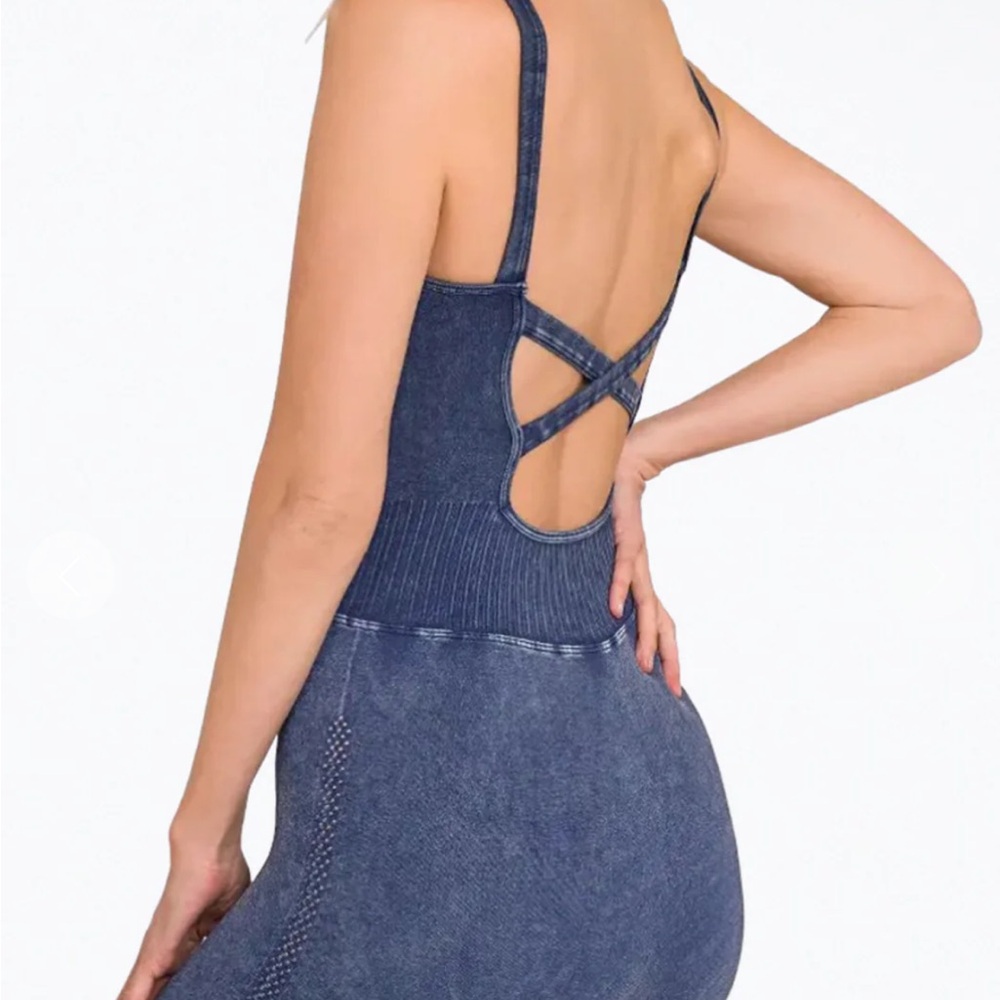 Free People Blue Bodycon Jumpsuit Spaghetti Strap